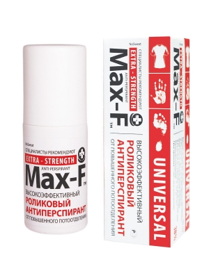 MAX-F антиперспирант 30% 20мл высокоэффективный для подмышек, спины, лица, ладоней и стоп- дорожный