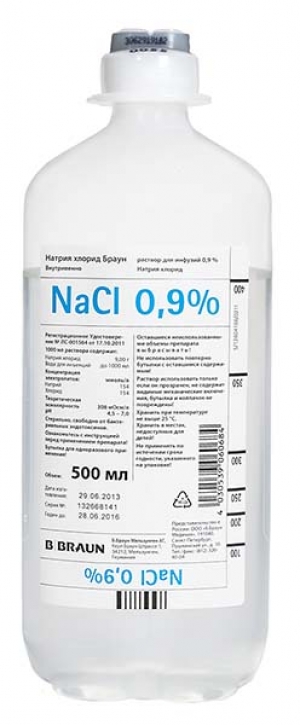 Натрия хлорид р-р д/инф. 0,9% конт. п/э 500мл. №12