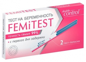 Тест FemiTest Double control для определения беременности №2 (чувствительность 20мМЕ/мл)
