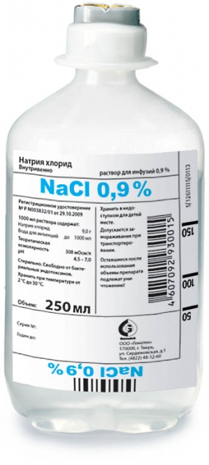 Натрия хлорид р-р д/инф. 0.9% фл. 250мл. п/э №1 Гематек