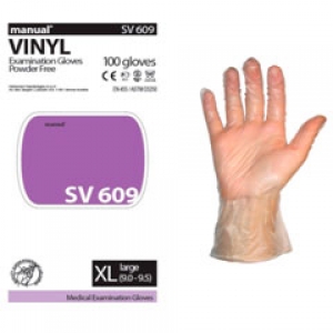 Перчатки Manual SV 609 виниловые смотровые н/стерильные неопудренные р.М (пара)