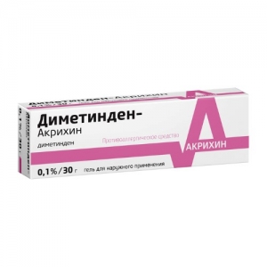 Диметинден Акрихин гель д/наруж. прим. 0,1% туба 30г