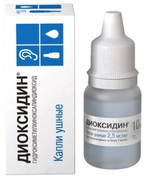 Диоксидин Гротекс капли ушные 2,5 мг/мл. фл.-кап. 10мл.